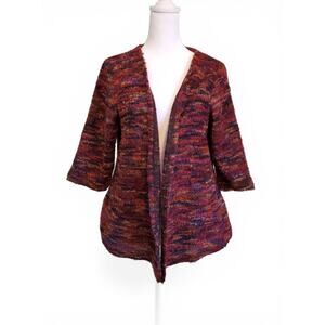 Vintage 90s Y2K Fuzzy Grunge Colorful Open Front Cardigan Sweater NWT Boho Chic